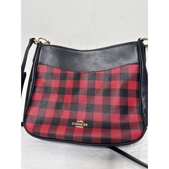 Coach Chaise Crossbody – Red Buffalo Check Plaid | Holiday Handbag - Picture 3 of 8
